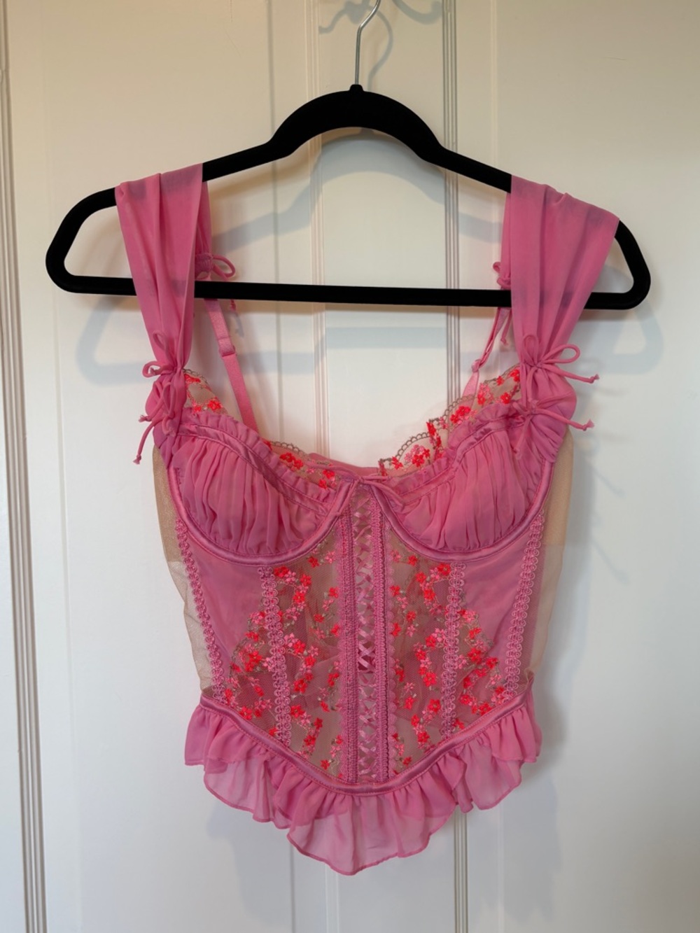 For Love & Lemons Love Bouquet Embroidery Bustier